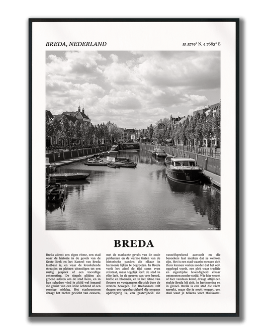 Poster Breda met Foto van Stad en Tekst voor Wanddecoratie