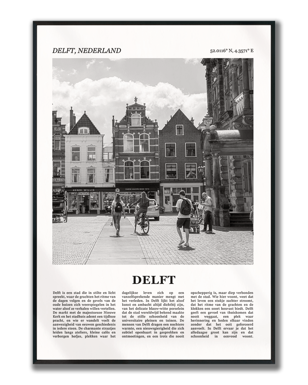 Poster Delft met Foto van Stad en Tekst voor Wanddecoratie