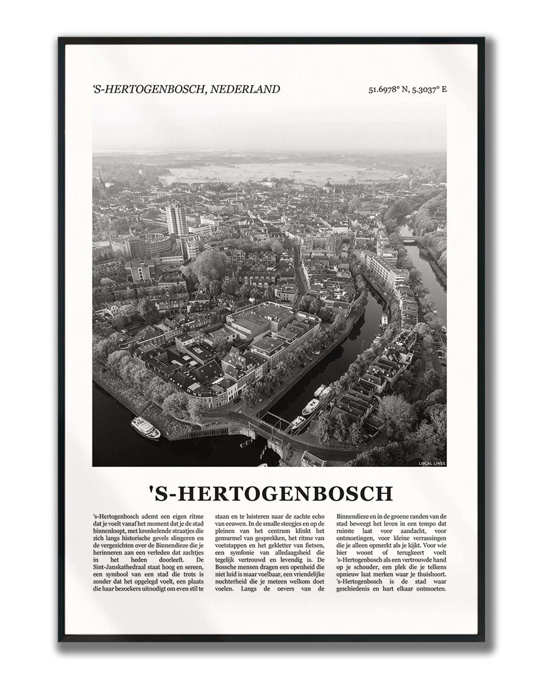 Poster 's-Hertogenbosch met Foto van Stad en Tekst voor Wanddecoratie