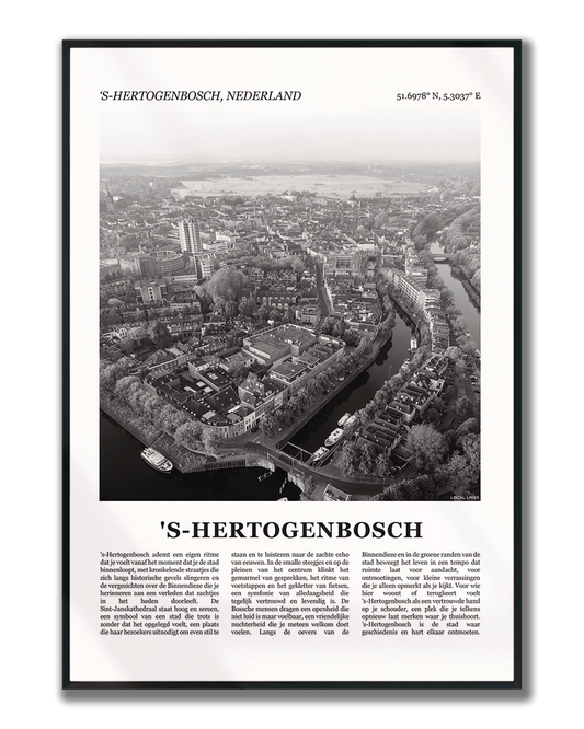 Poster 's-Hertogenbosch met Foto van Stad en Tekst voor Wanddecoratie