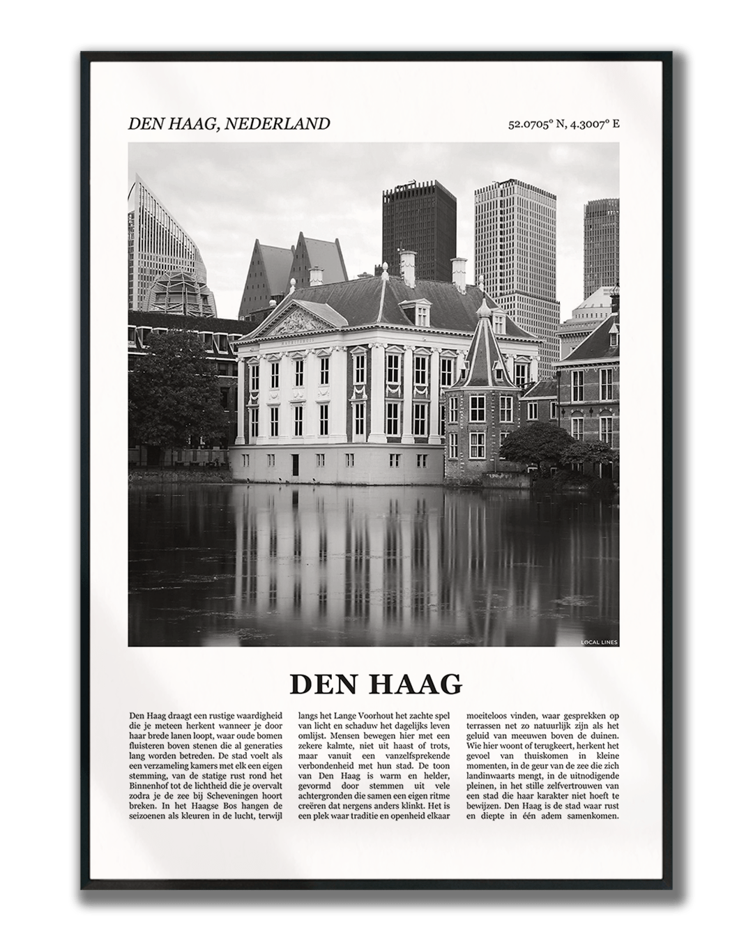 Poster Den Haag met Foto van Stad en Tekst voor Wanddecoratie
