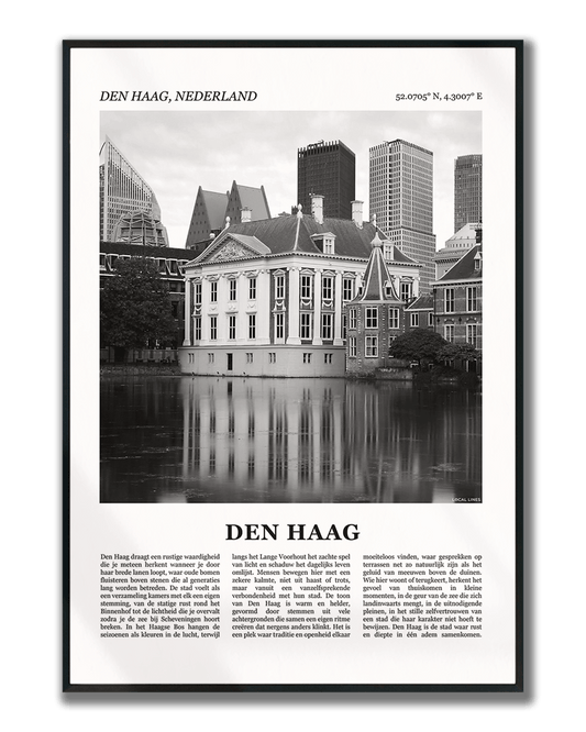 Poster Den Haag met Foto van Stad en Tekst voor Wanddecoratie