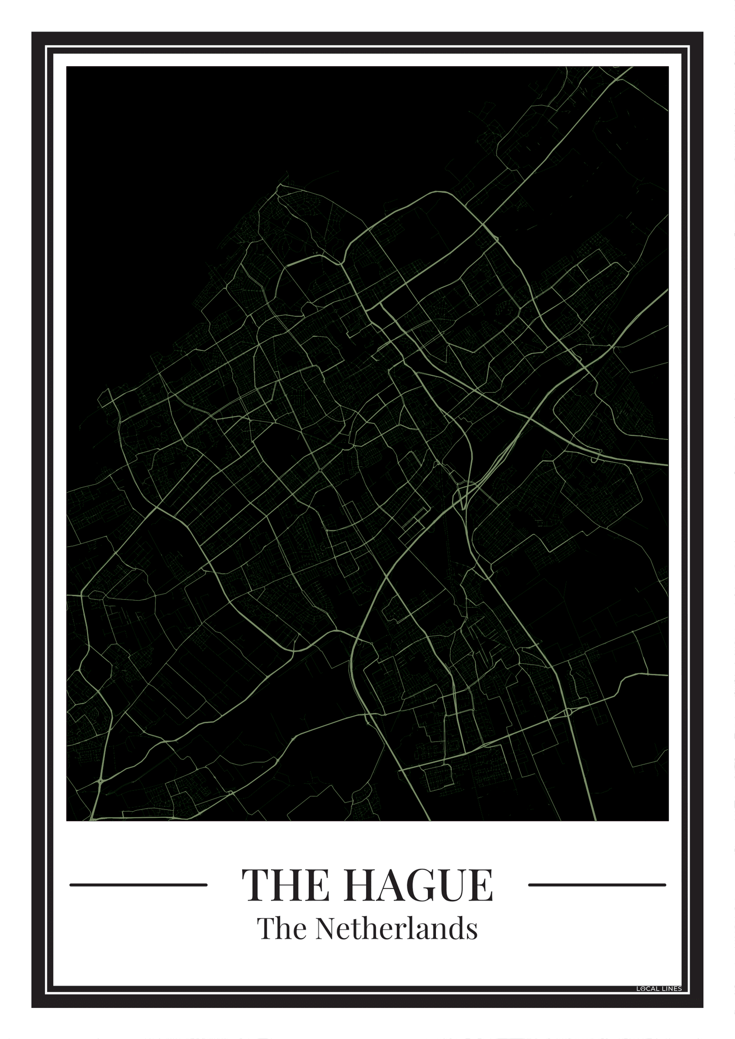 Poster van Den Haag stadskaart in mintgroen