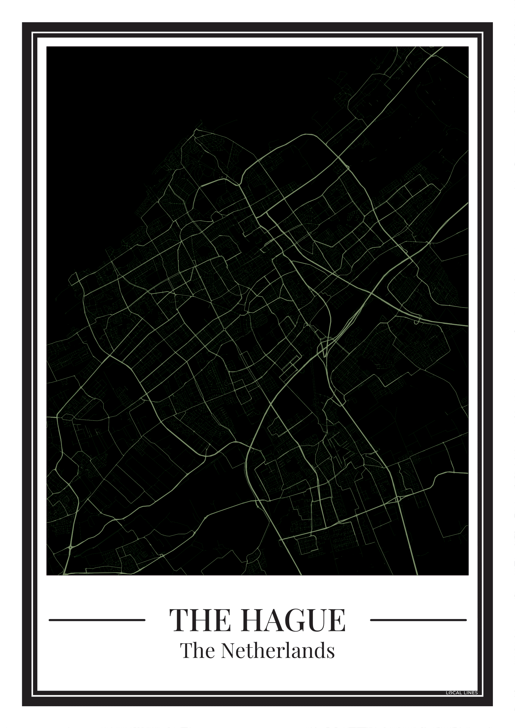 Poster van Den Haag stadskaart in mintgroen