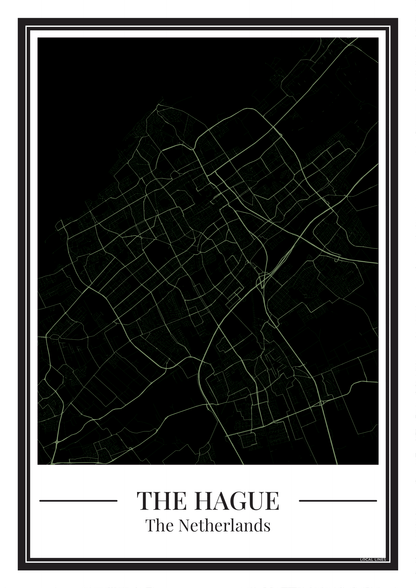 Poster van Den Haag stadskaart in mintgroen