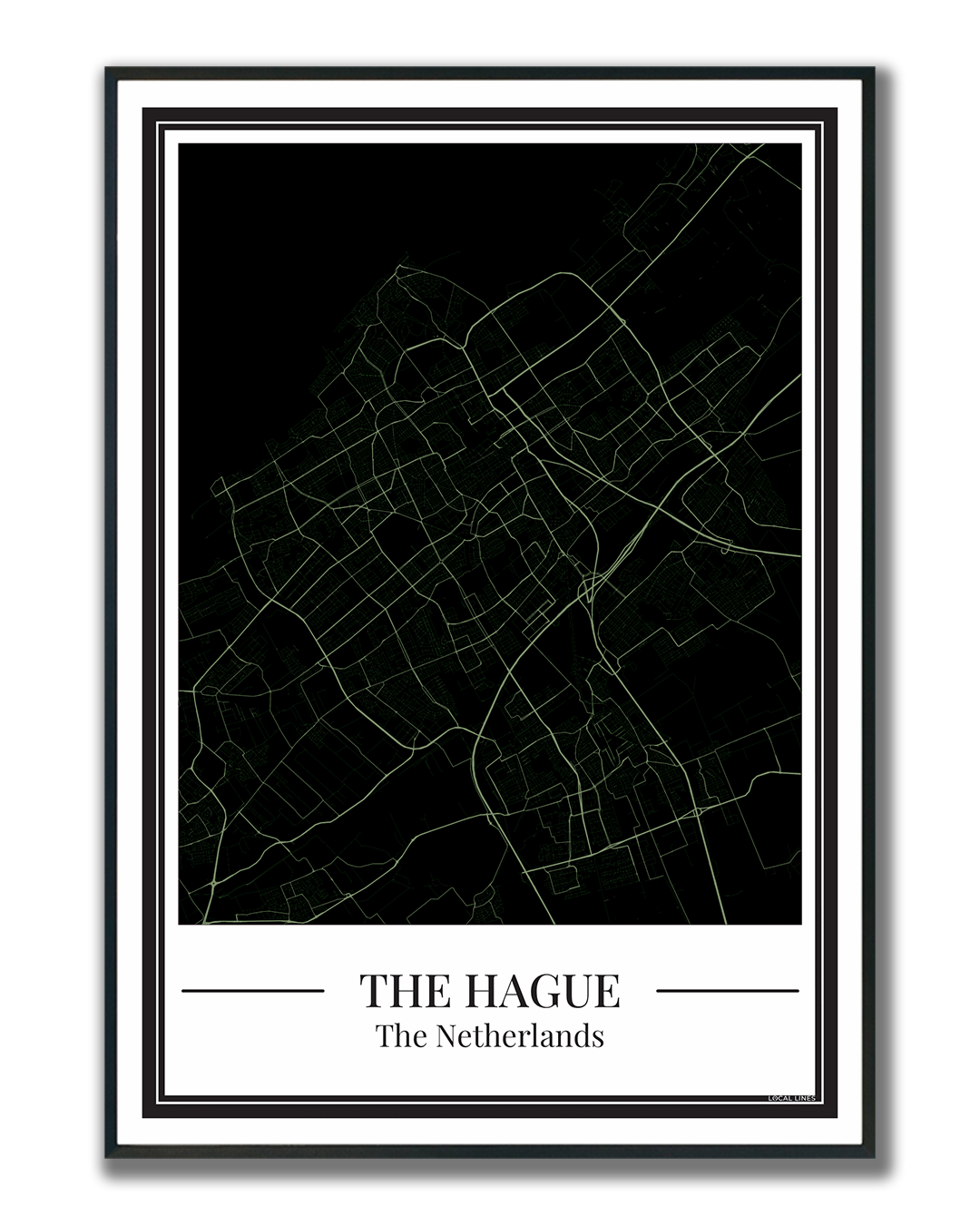 Poster van Den Haag stadskaart mintgroen