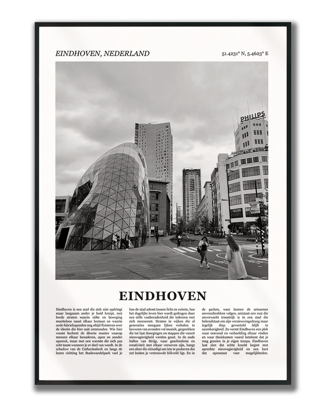 Poster Eindhoven met Foto van Stad en Tekst voor Wanddecoratie
