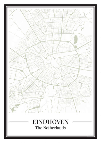 Poster van Eindhoven met plattegrond in groen