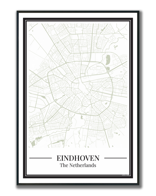 Poster van Eindhoven met plattegrond in groene kleur