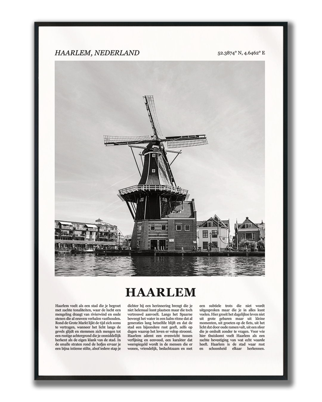 Poster Haarlem met Foto van Stad en Tekst voor Wanddecoratie
