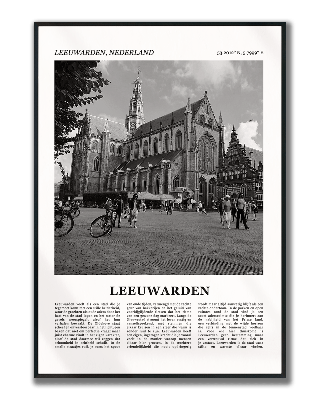 Poster Leeuwarden met Foto van Stad en Tekst voor Wanddecoratie