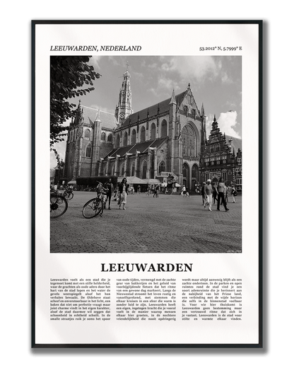 Poster Leeuwarden met Foto van Stad en Tekst voor Wanddecoratie