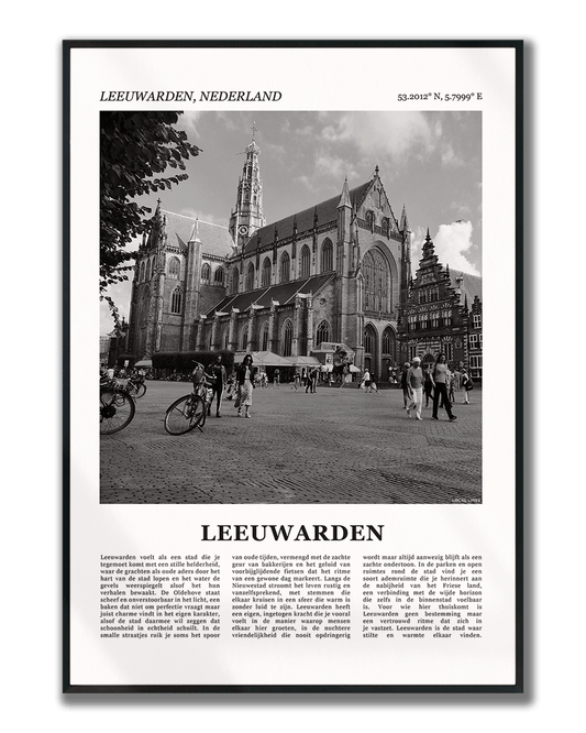 Poster Leeuwarden met Foto van Stad en Tekst voor Wanddecoratie