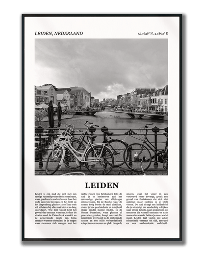 Poster Leiden met Foto van Stad en Tekst voor Wanddecoratie
