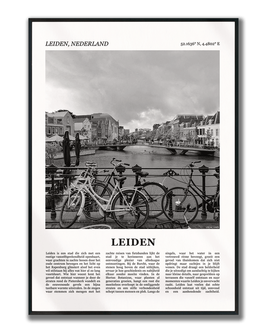 Poster Leiden met Foto van Stad en Tekst voor Wanddecoratie