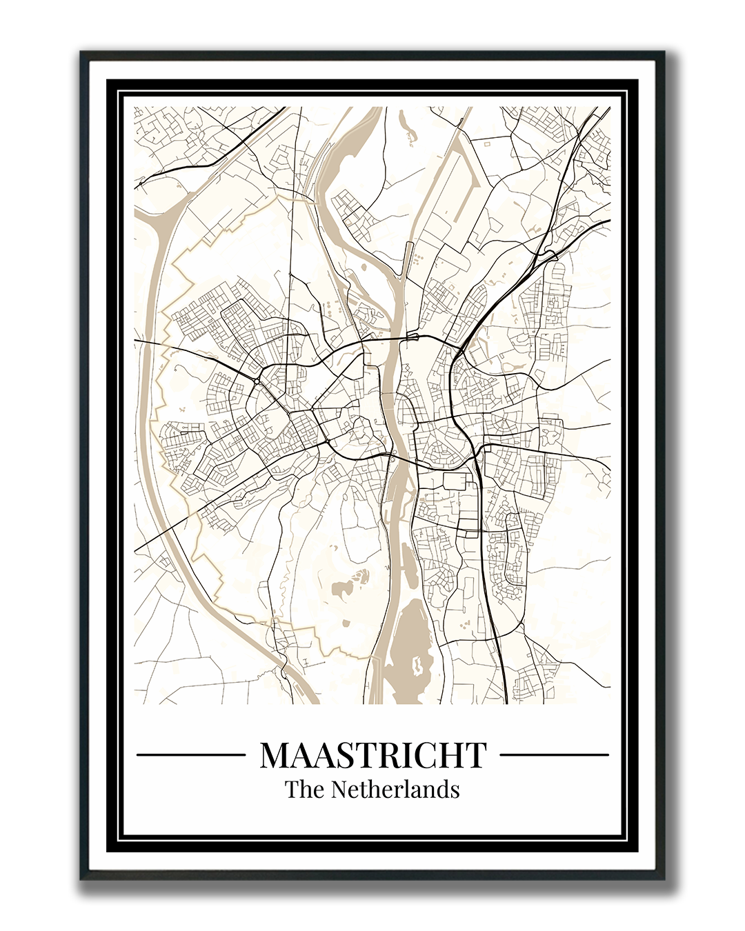 Poster van Maastricht Stad | Plattegrond Kopen Beige