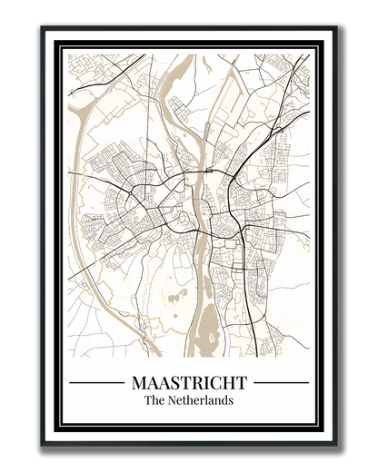 Poster van Maastricht Stad | Plattegrond Kopen Beige