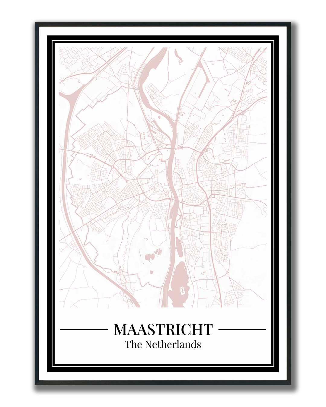 Poster van Maastricht Stad | Plattegrond Roze