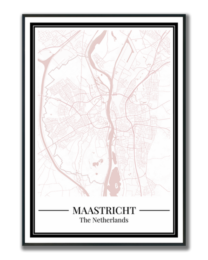 Poster van Maastricht Stad | Plattegrond Roze