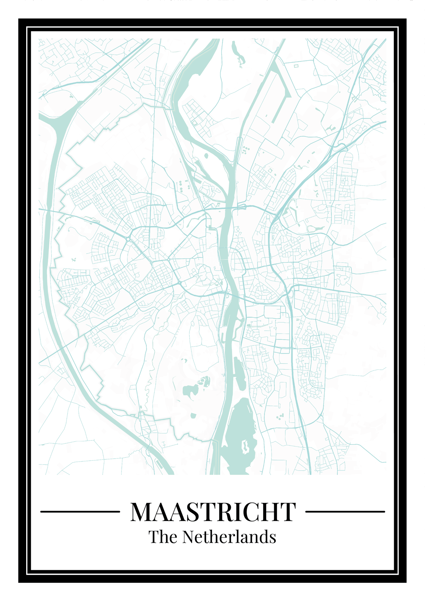 Poster van Maastricht Stad | Plattegrond in Blauwe Kleur