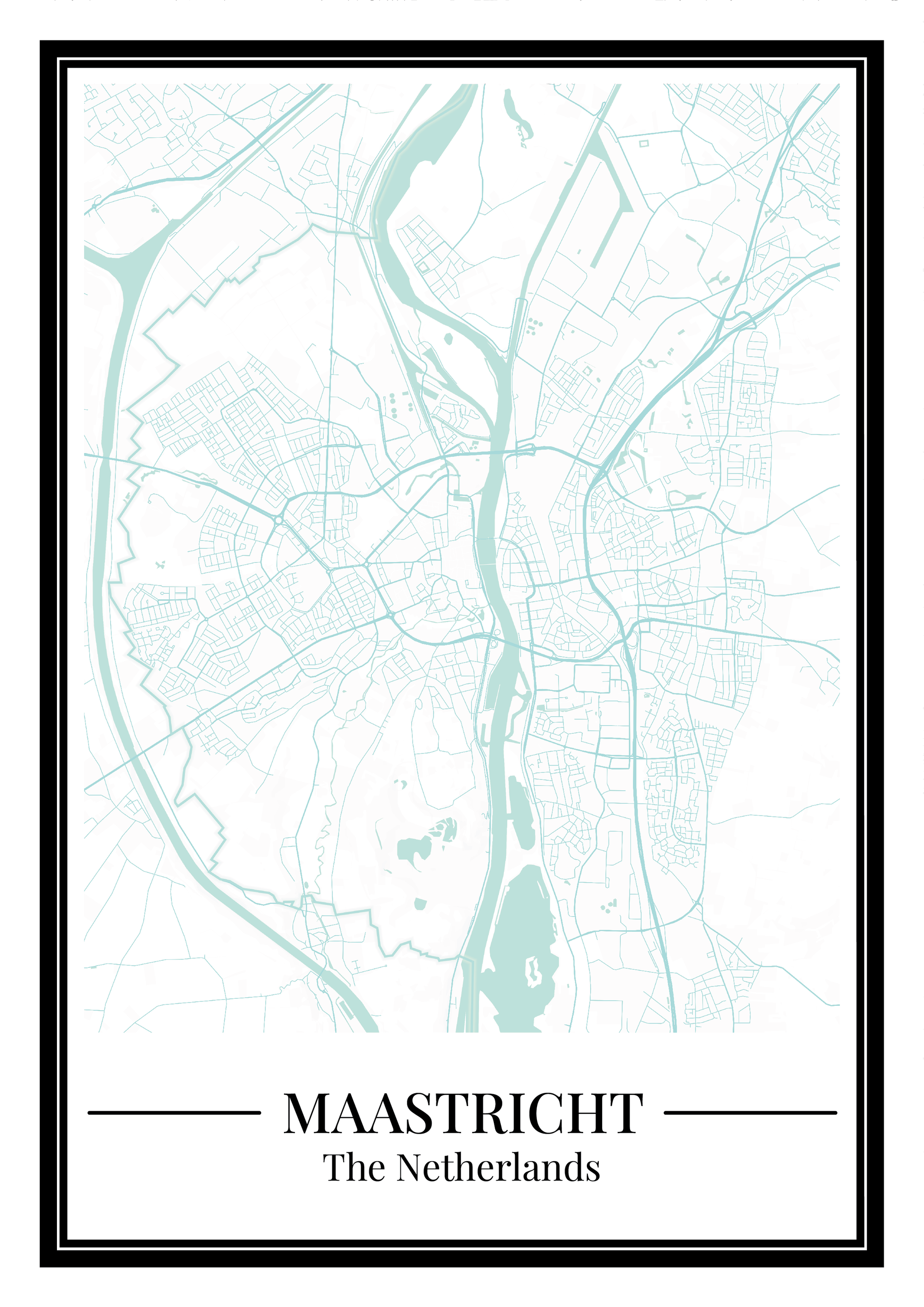 Poster van Maastricht Stad | Plattegrond in Blauwe Kleur