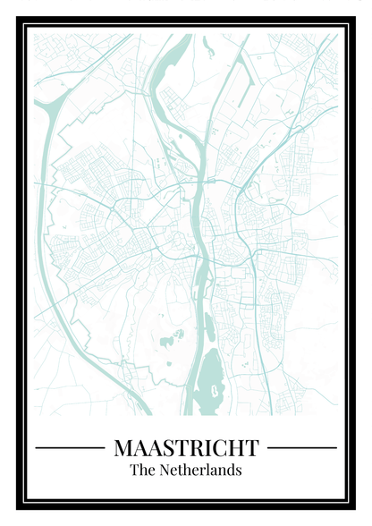 Poster van Maastricht Stad | Plattegrond in Blauwe Kleur