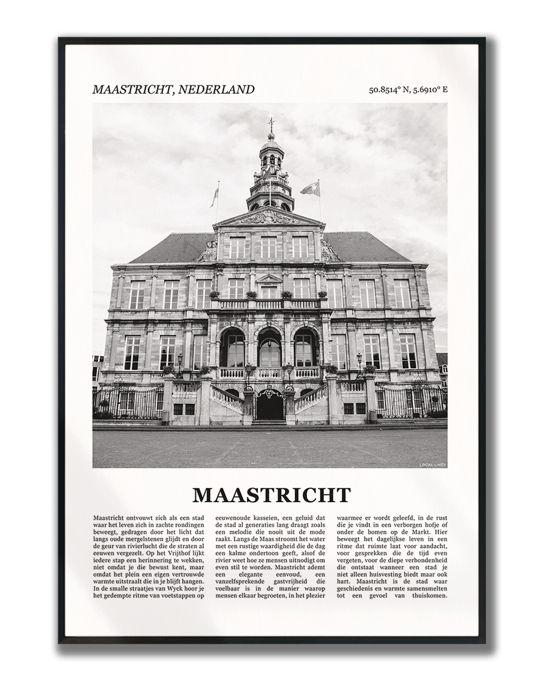 Poster Maastricht met Foto van Stad en Tekst voor Wanddecoratie