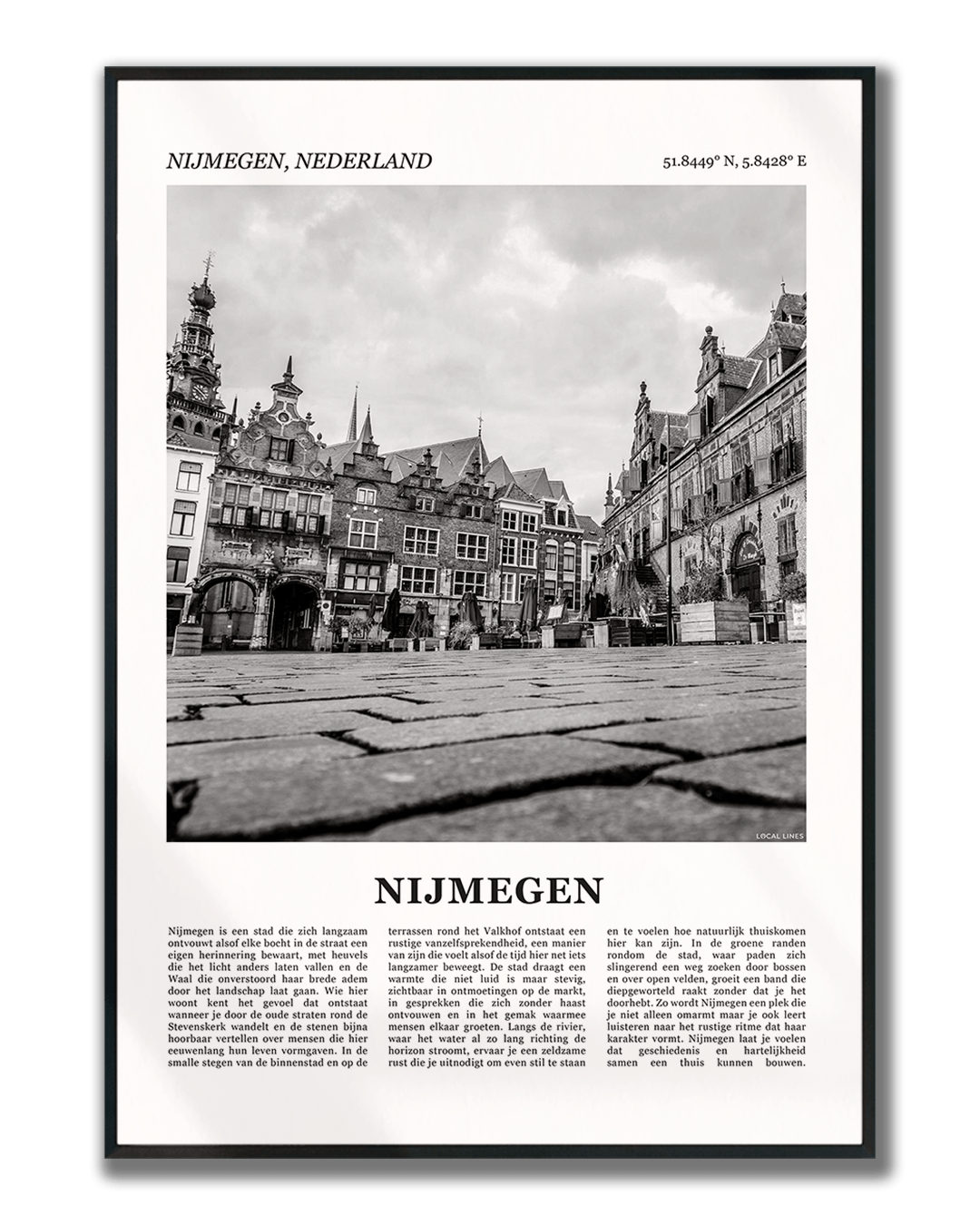 Poster Nijmegen met Foto van Stad en Tekst voor Wanddecoratie