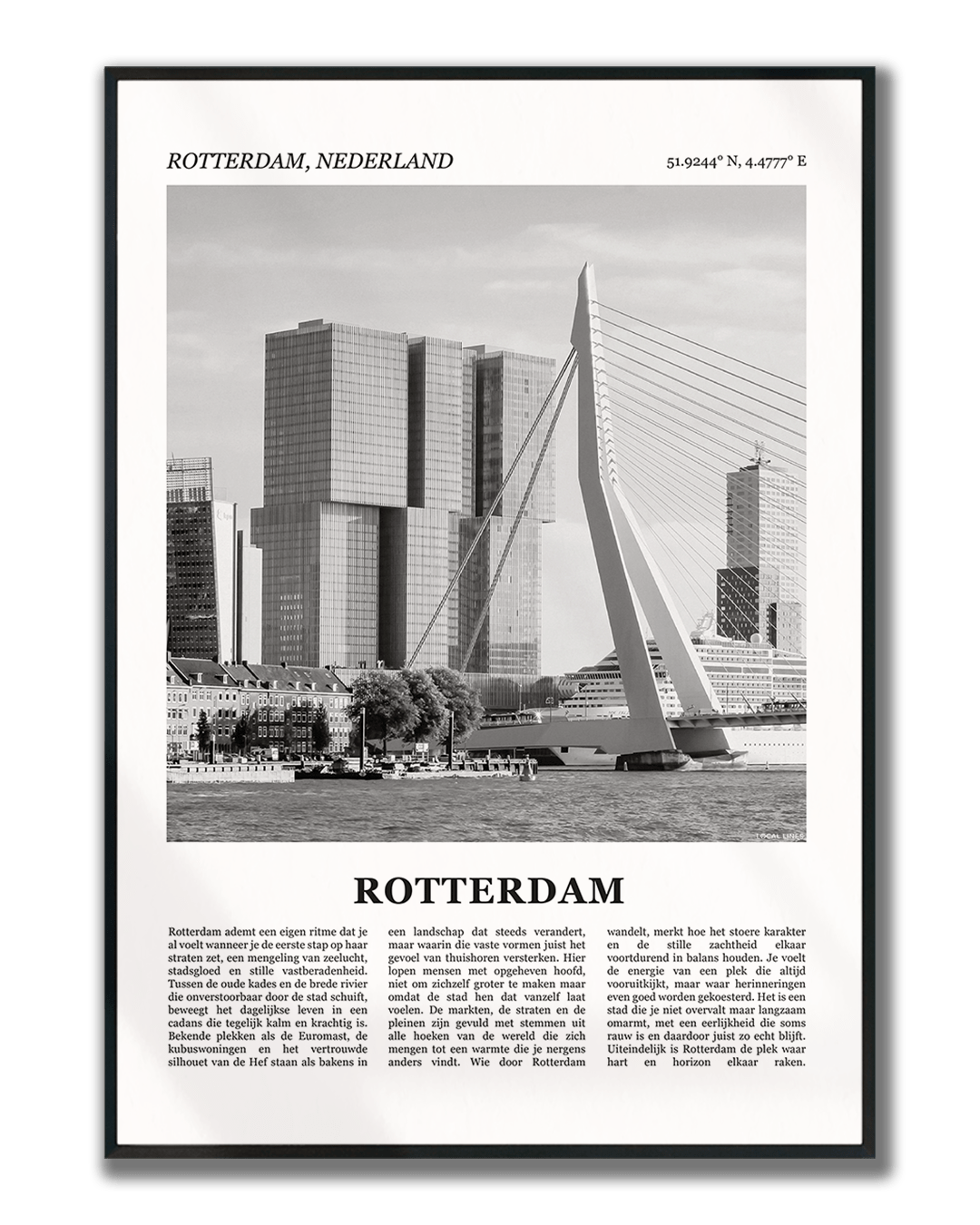 Poster Rotterdam met Foto van Stad en Tekst voor Wanddecoratie