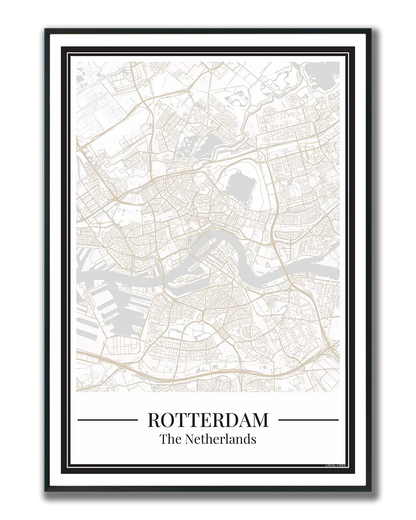 Poster van Rotterdam met stadskaart in beige