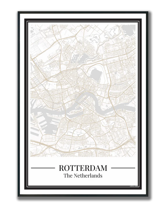 Poster van Rotterdam met stadskaart in beige