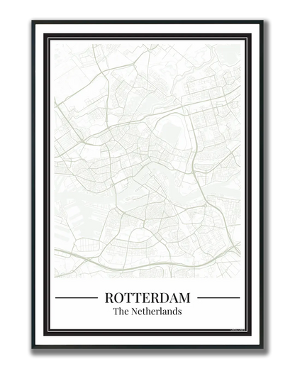 Poster van Rotterdam met stadskaart groen