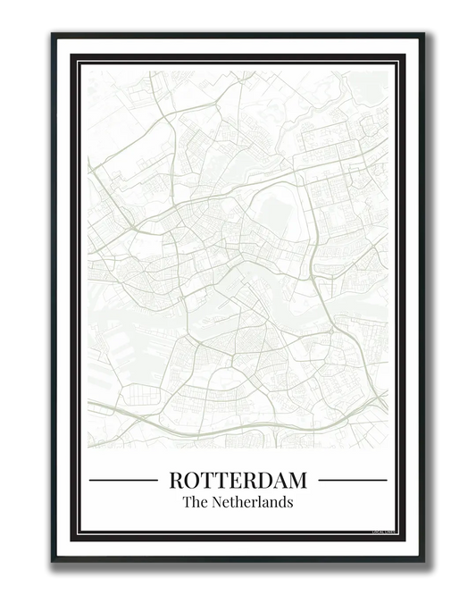 Poster van Rotterdam met stadskaart groen