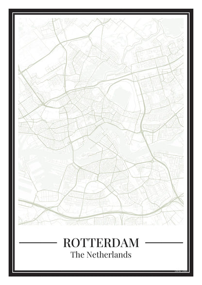 Poster van Rotterdam met stadskaart in groen