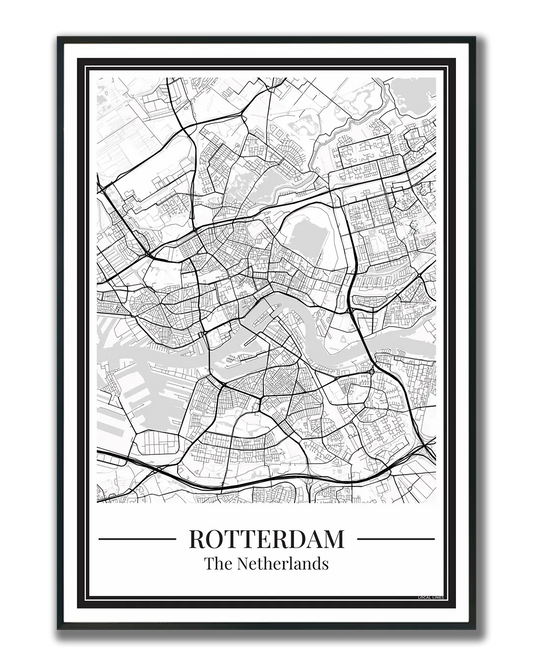 Poster van Rotterdam met stadskaart met lijst