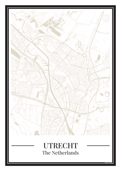 Poster van Utrecht Stadskaart  in beige