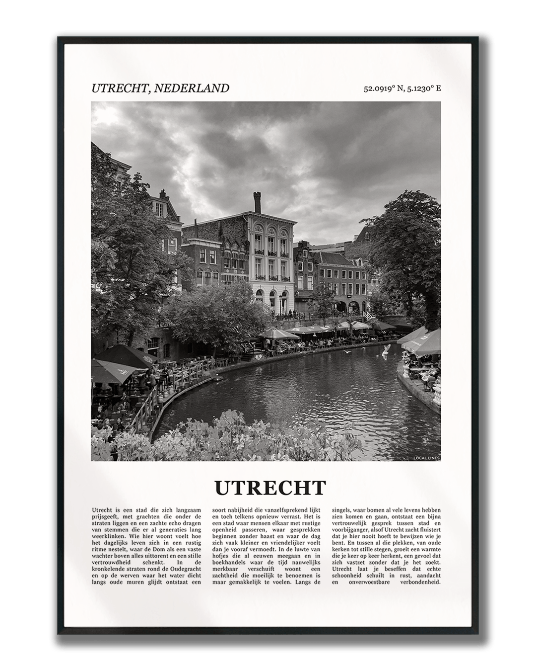 Poster Utrecht met Foto van Stad en Tekst voor Wanddecoratie