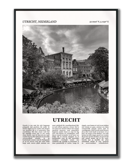 Poster Utrecht met Foto van Stad en Tekst voor Wanddecoratie