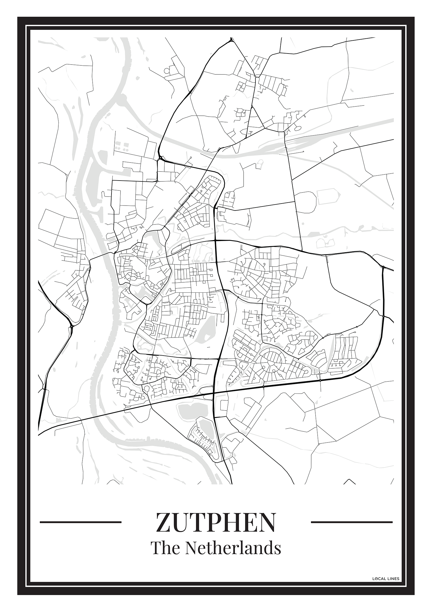 Poster van Zutphen Kopen | Stad Plattegrond
