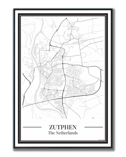 Poster van Zutphen Kopen | Stad Plattegrond A4, A3, A2, A1