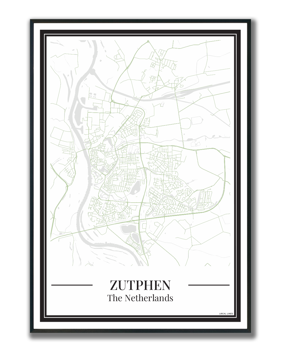 Poster van Zutphen Kopen | Stad Plattegrond Groen