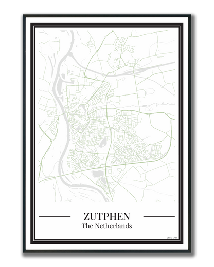 Poster van Zutphen Kopen | Stad Plattegrond Groen