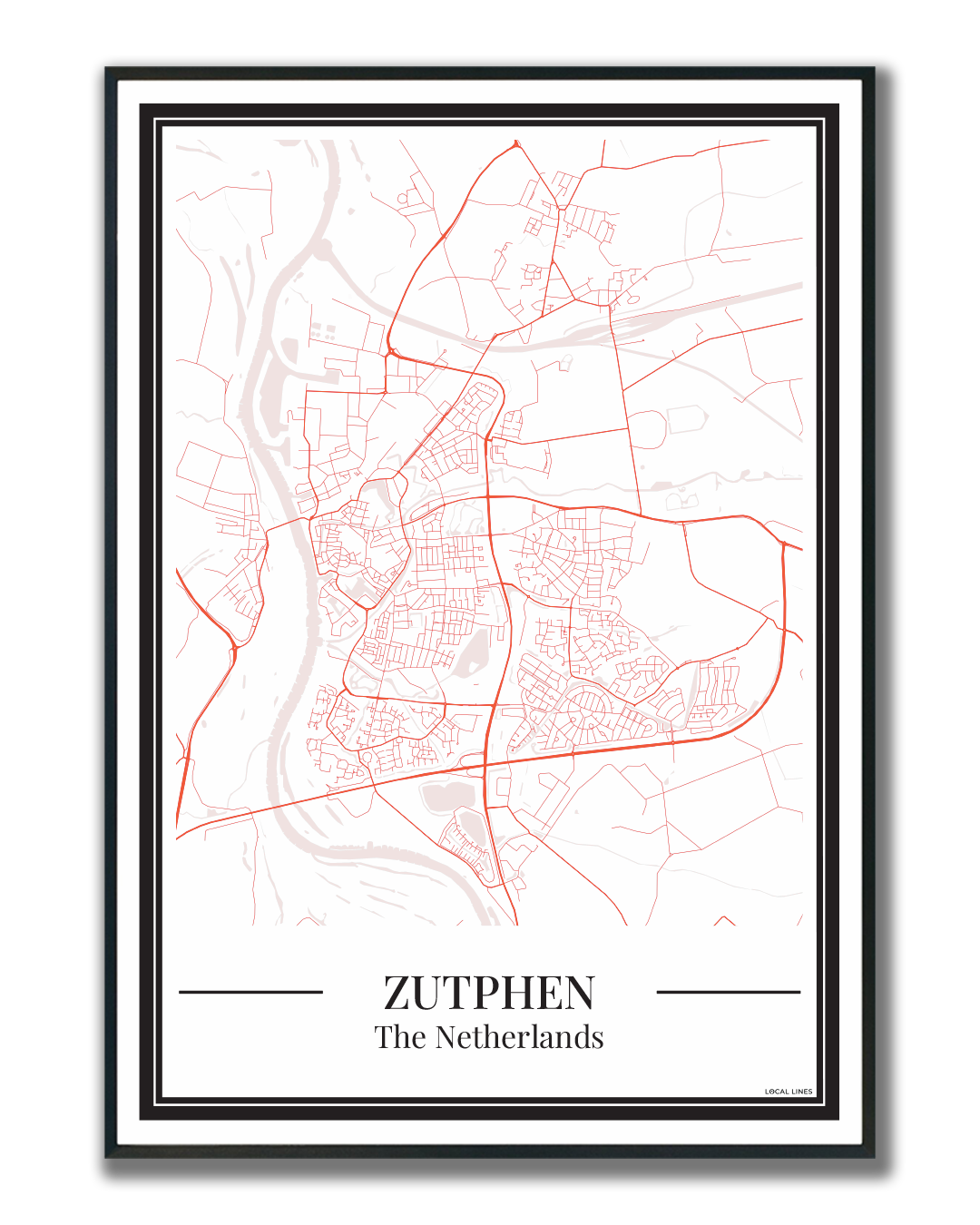 Poster van Zutphen Kopen | Stad Plattegrond Oranje
