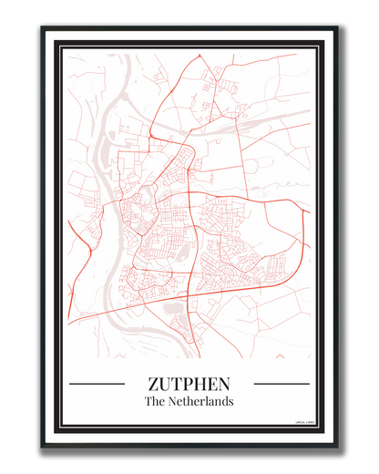 Poster van Zutphen Kopen | Stad Plattegrond Oranje
