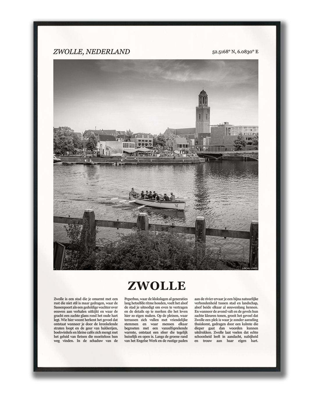 Poster Zwolle met Foto van Stad en Tekst voor Wanddecoratie