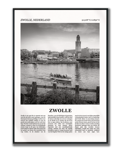 Poster Zwolle met Foto van Stad en Tekst voor Wanddecoratie