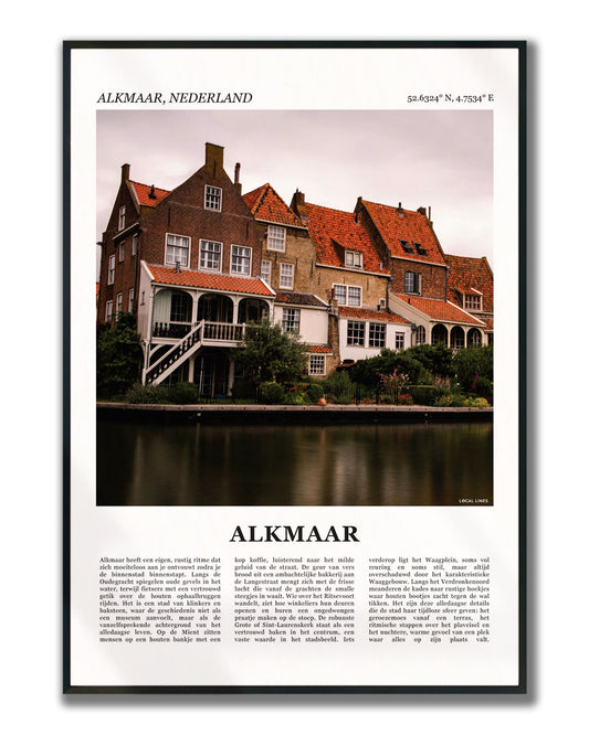 Poster van Alkmaar met foto en tekst ingelijst