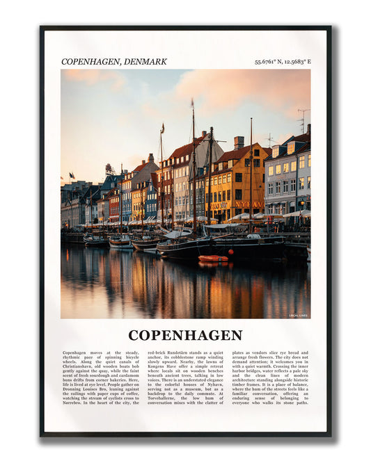 Poster van Copenhagen met foto en tekst ingelijst