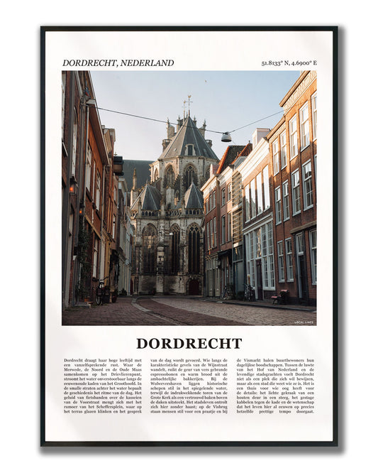Poster van Dordrecht met foto en tekst ingelijst