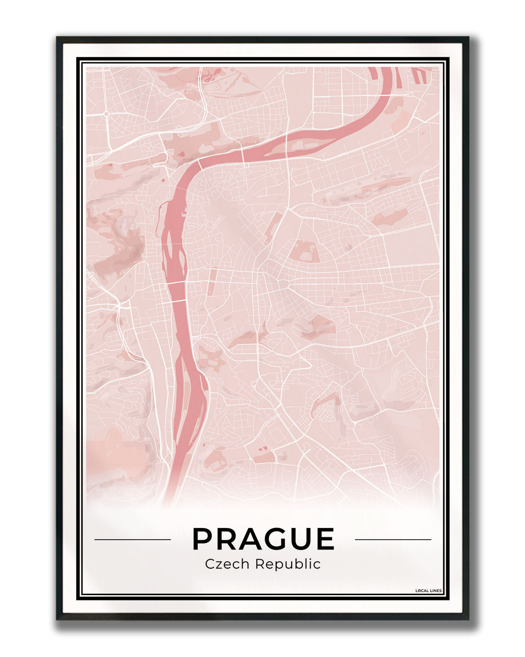 Praag Stadskaart – Poster - Blush ingelijst